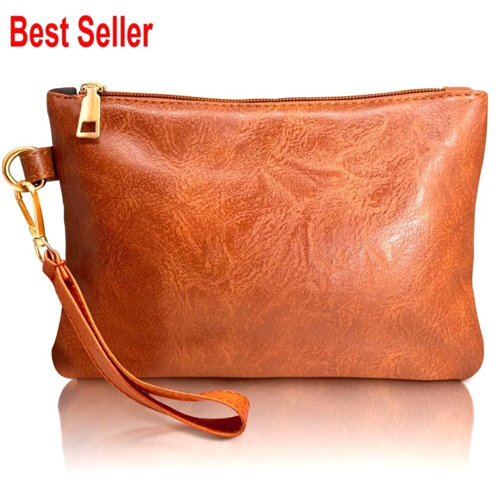 PU Leather Wristlet Clutch Purse with Zipper Compartment